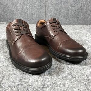 Clarks Mens Size 8 Brown‎ Leather Cap Toe Oxford Dress Shoes Lace Up Comfort